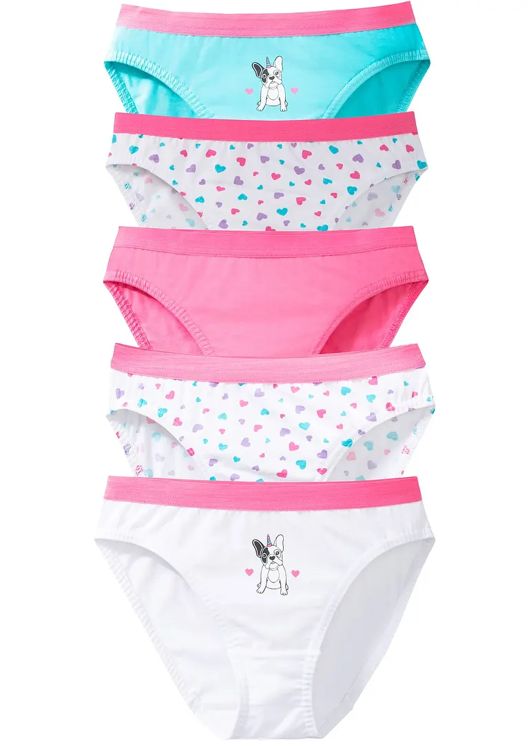 Slip mit Bio-Baumwolle (5er Pack) in blau von vorne - bonprix