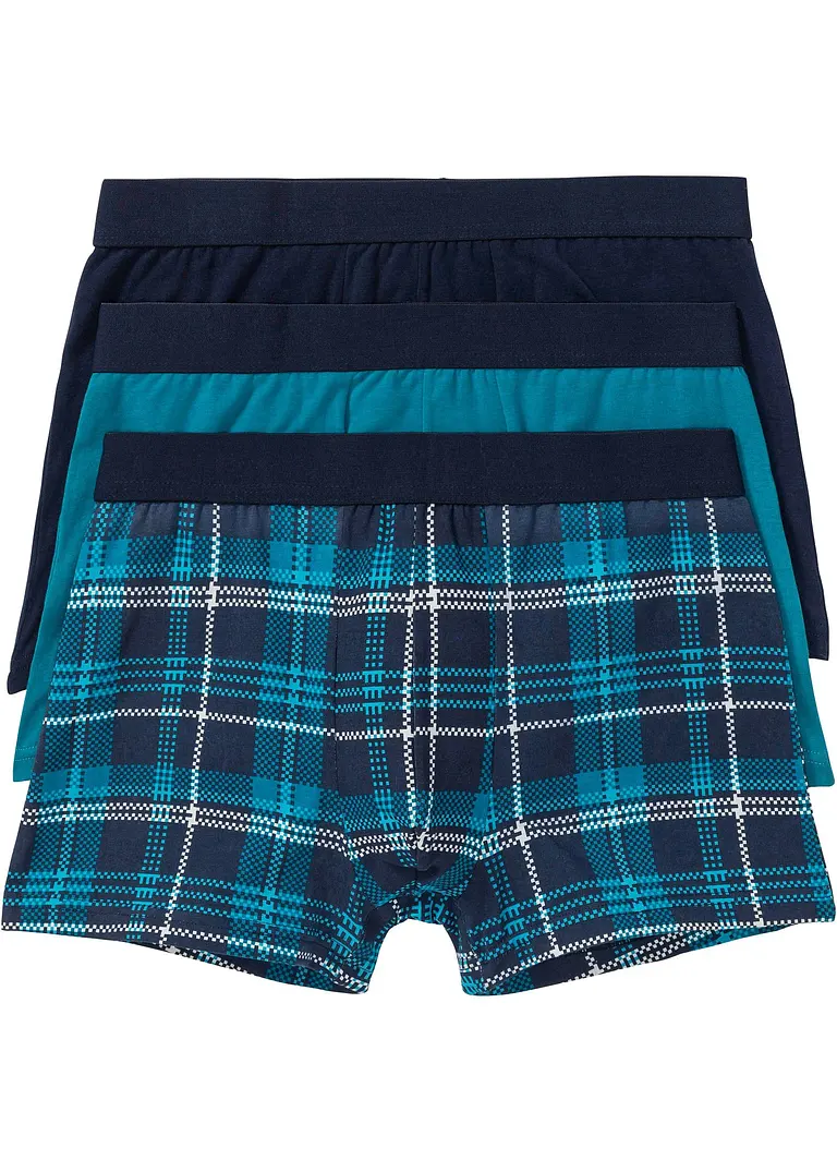 Boxershorts eng (3er Pack) in petrol von vorne - bonprix