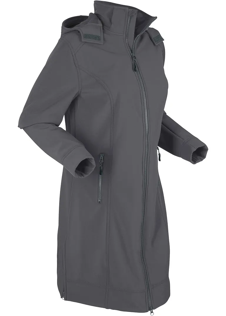wasserabweisender Softshellmantel in grau von der Seite - bonprix