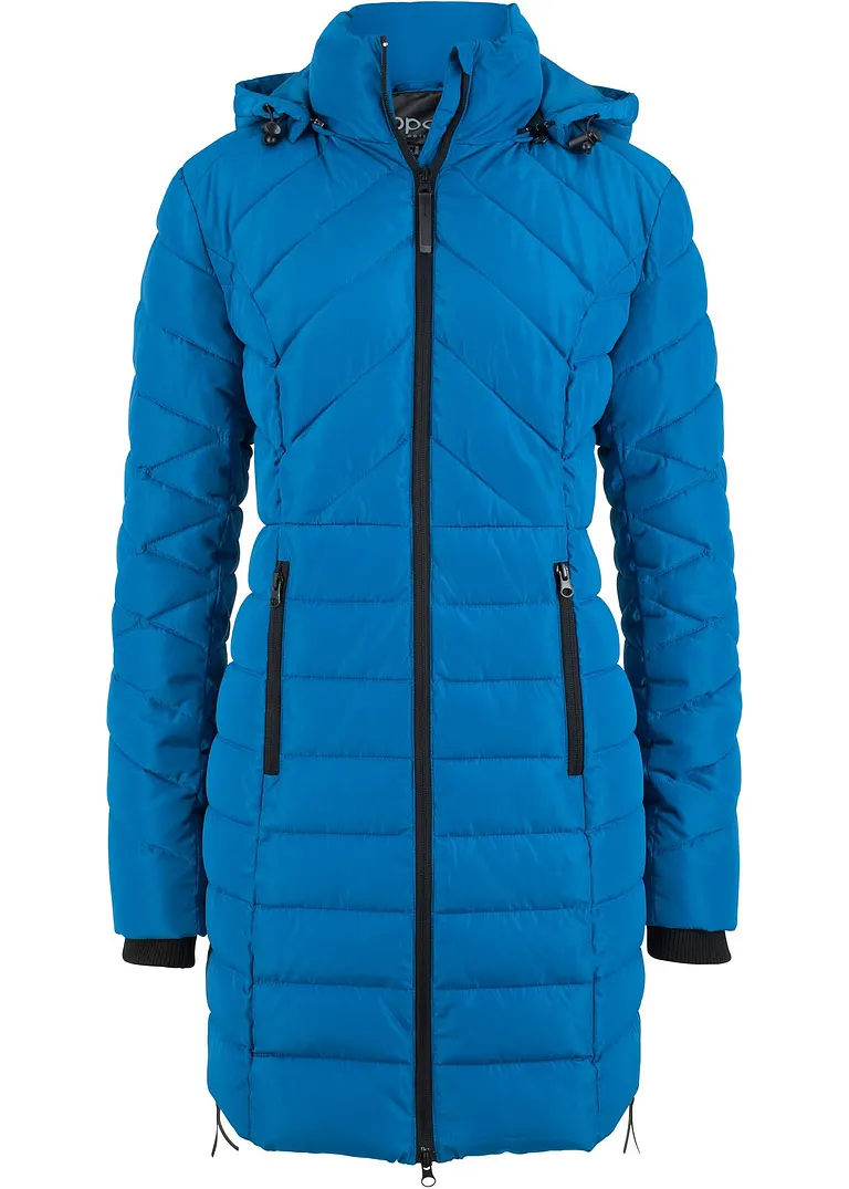 Long-Steppjacke mit Wattierung in blau von vorne - bonprix