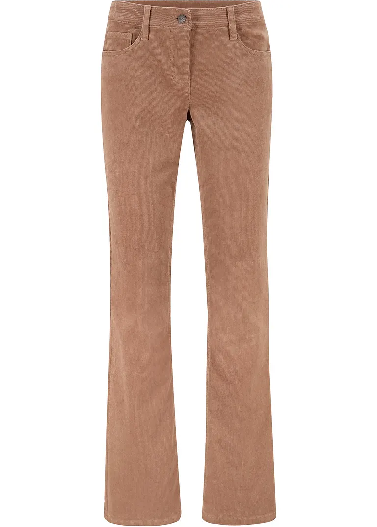 Stretch-Cordhose, Bootcut in braun von vorne - bonprix