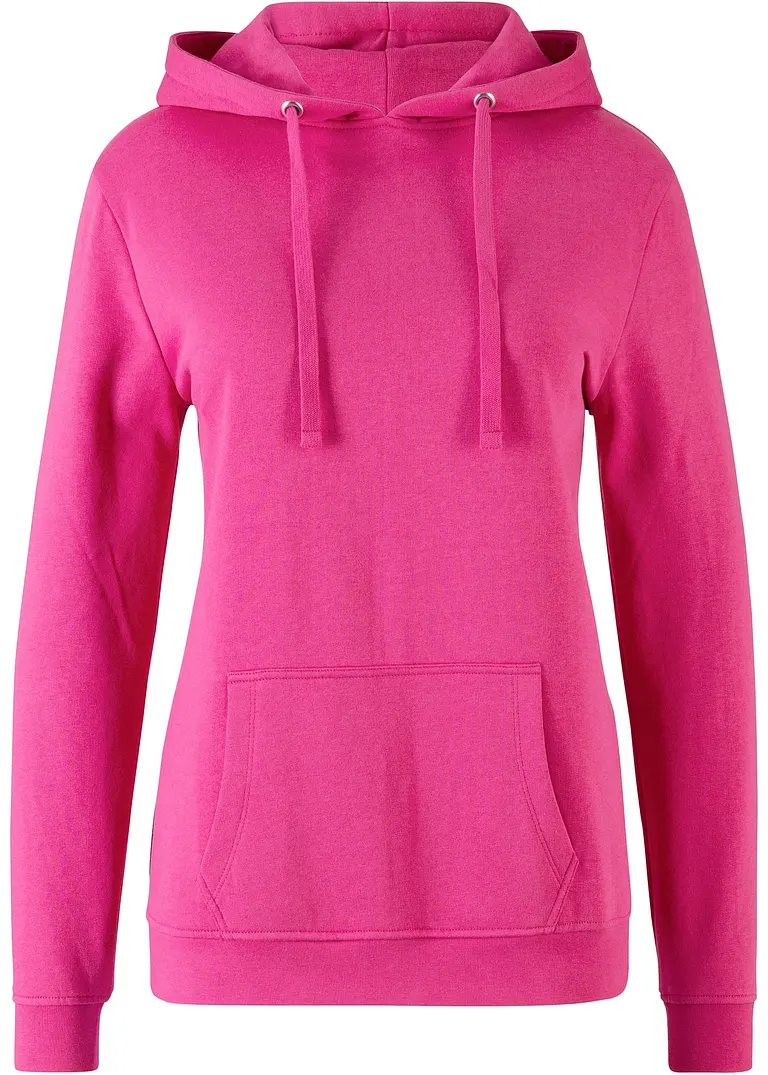 Basic Kapuzensweatshirt in pink von vorne - bonprix