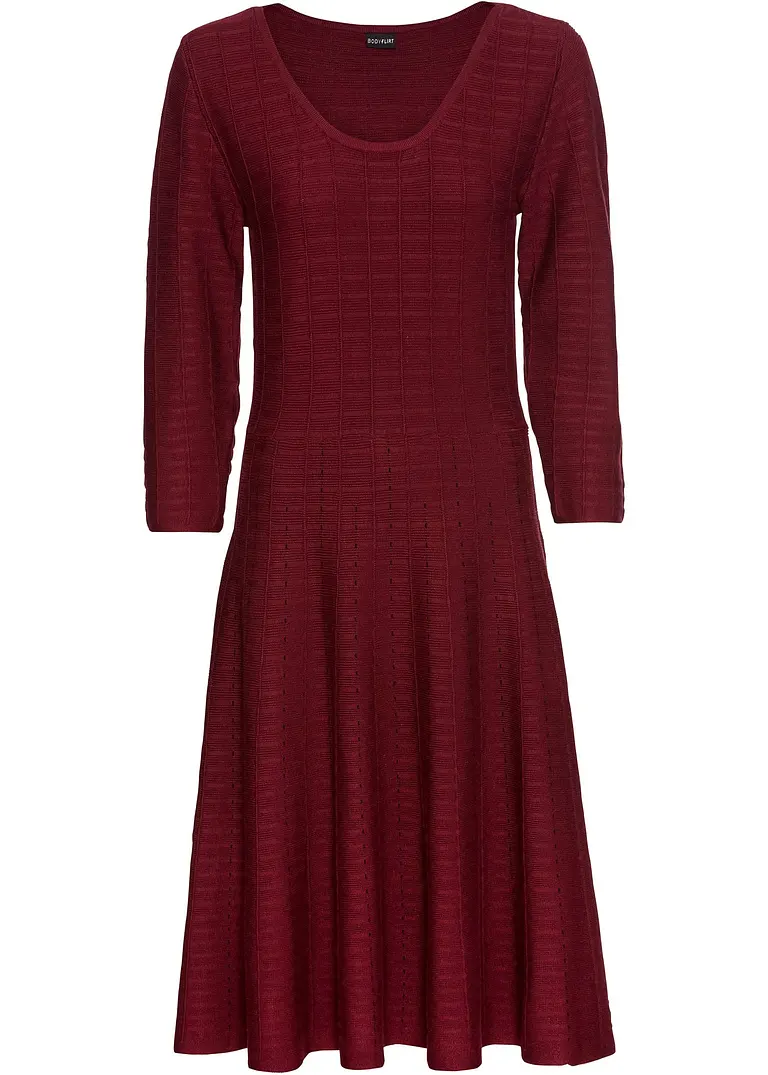 Strickkleid aus fließendem Viskose-Mix in rot von vorne - bonprix