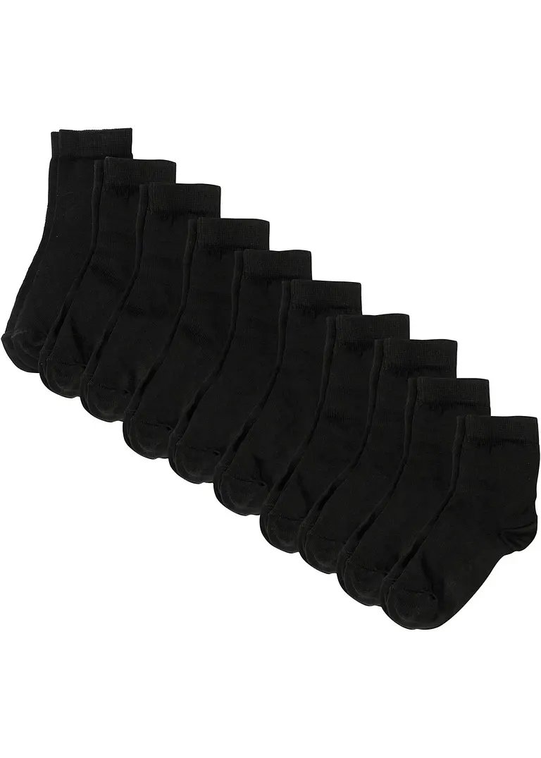 Kurzsocken mit Bio-Baumwolle (10er Pack) in schwarz von vorne - bonprix