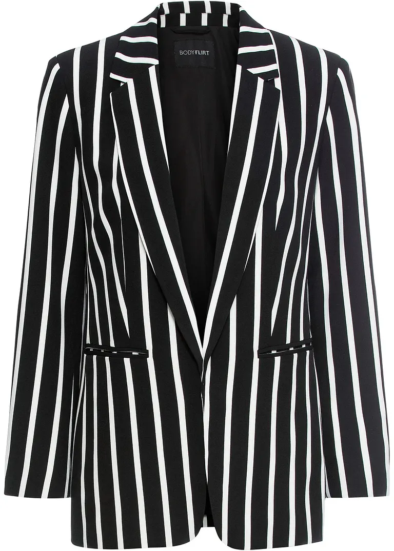 Bedruckter Blazer in schwarz von vorne - bonprix