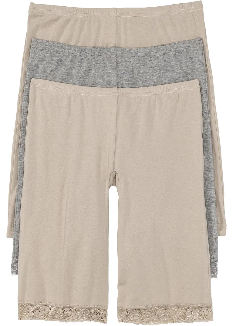 Lange Damen Boxer aus weichen Material im Vorteilspack in beige von vorne - bonprix