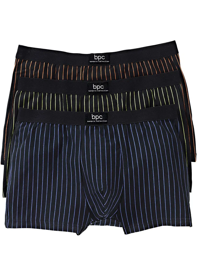 Boxershorts eng (3er Pack) in schwarz von vorne - bonprix