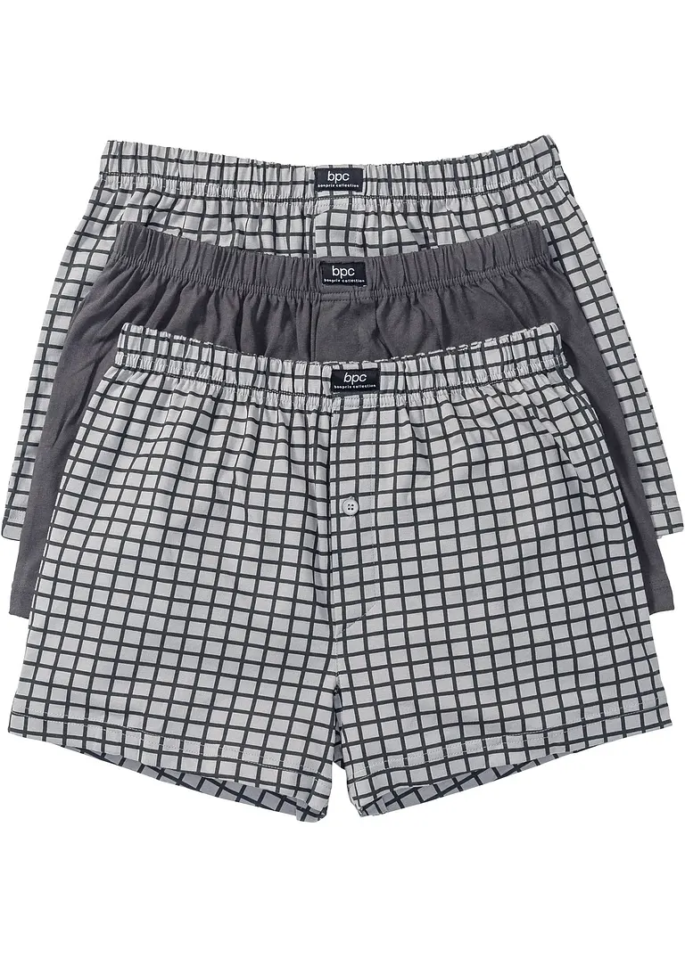 Lockere Jersey Boxershorts  (3er Pack) in grau - bonprix