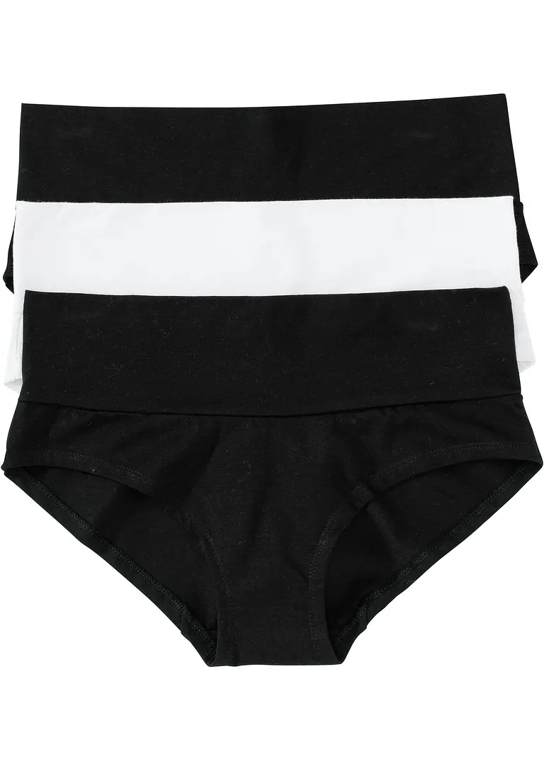 Umstandspanty mit Bio-Baumwolle (3er Pack) in schwarz von vorne - bonprix