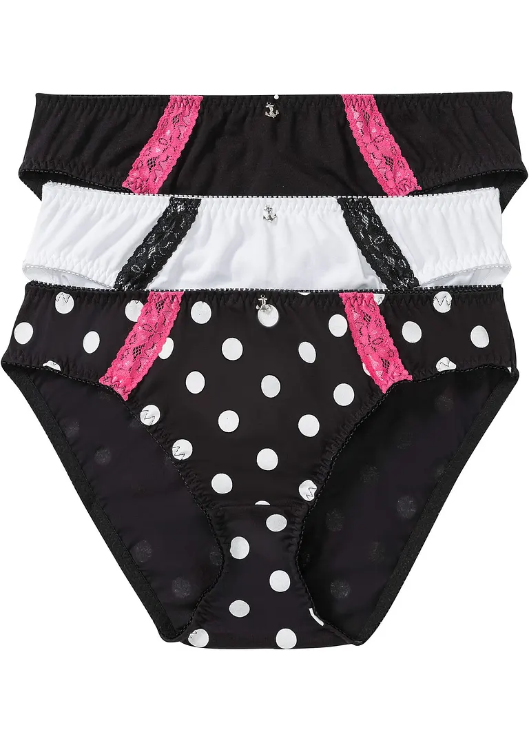 Slip Bio-Baumwolle (3er Pack) in schwarz - bonprix