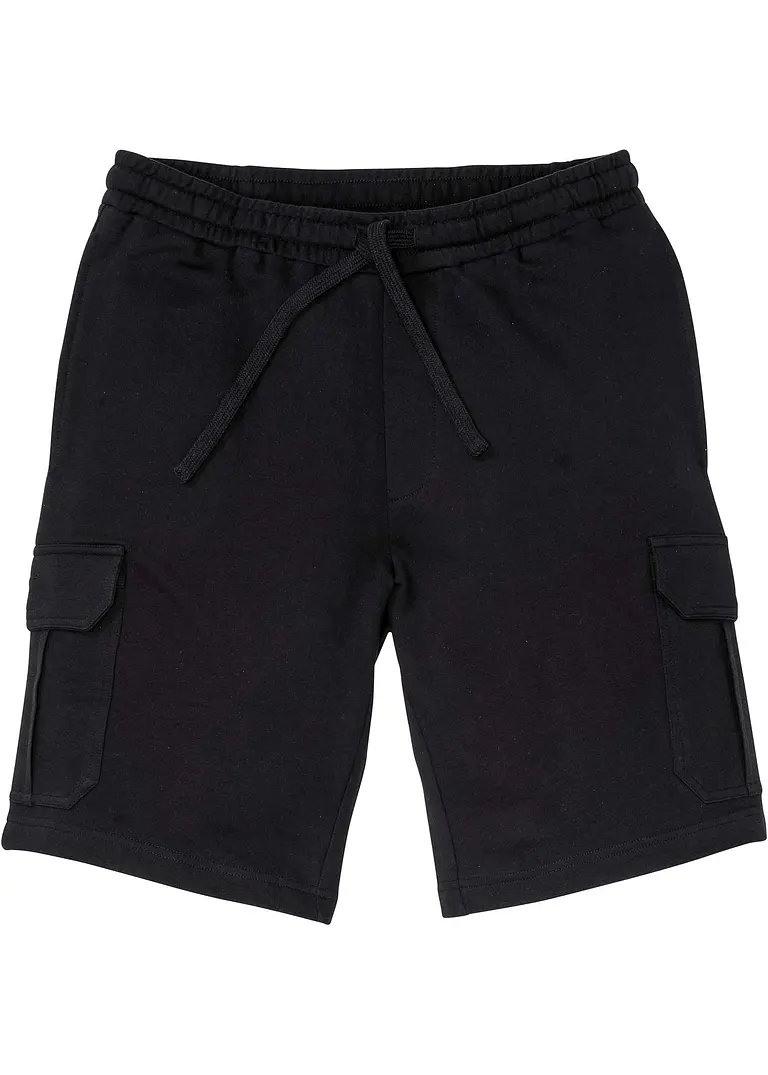 Cargo-Sweat-Bermuda in schwarz von vorne - bonprix