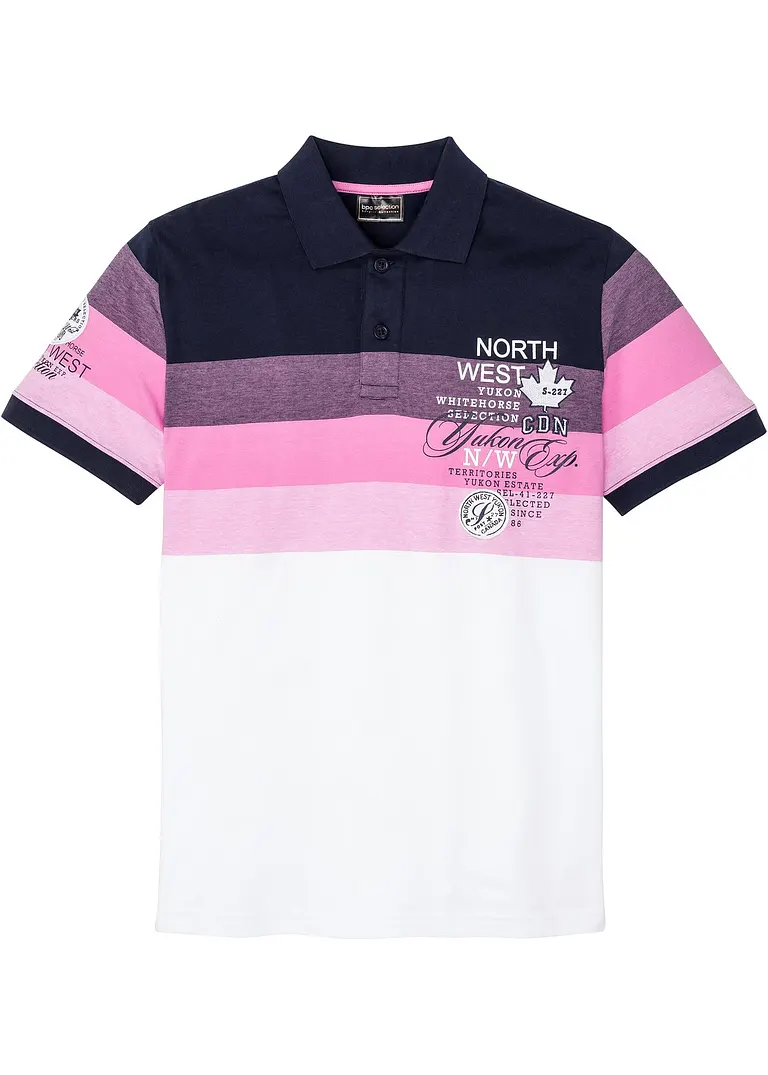 Jersey Poloshirt aus reiner Baumwolle, Kurzarm in blau von vorne - bonprix