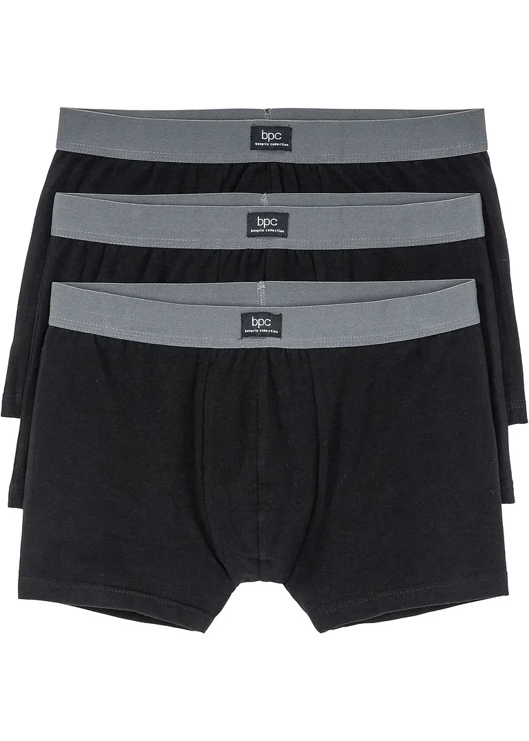 Boxershorts eng (3er Pack) in schwarz von vorne - bonprix
