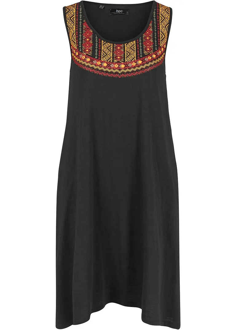 Hänger-Jerseykleid in schwarz von vorne - bonprix