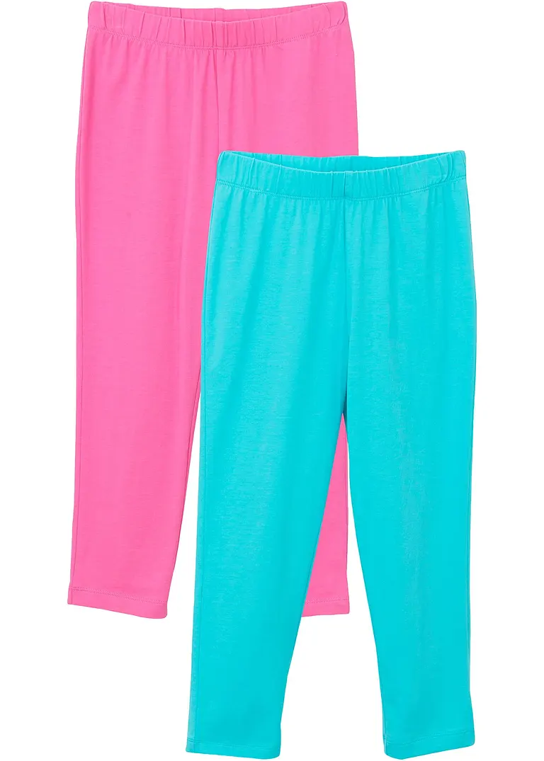 Capri-Leggings mit elastischem Bio-Baumwoll-Mix (2er Pack) in blau von vorne - bonprix