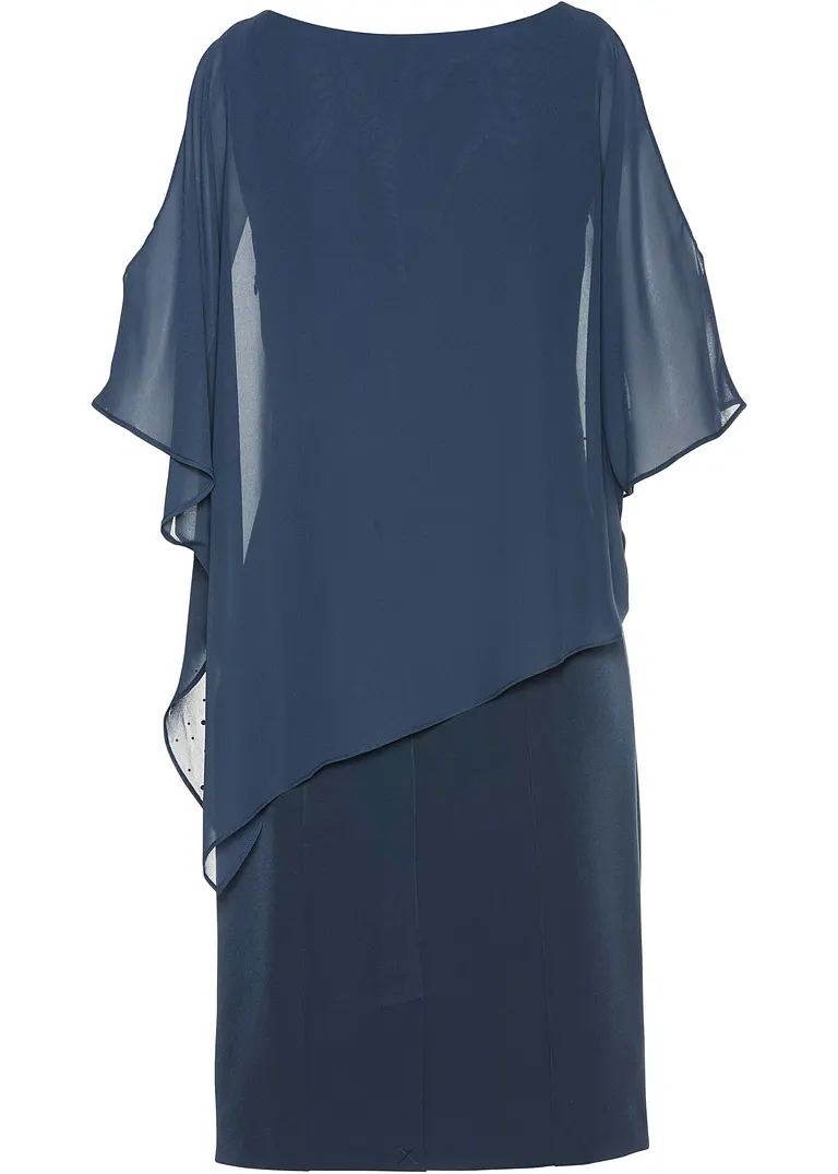 Etuikleid mit Glitzersteinen in blau von hinten - bonprix