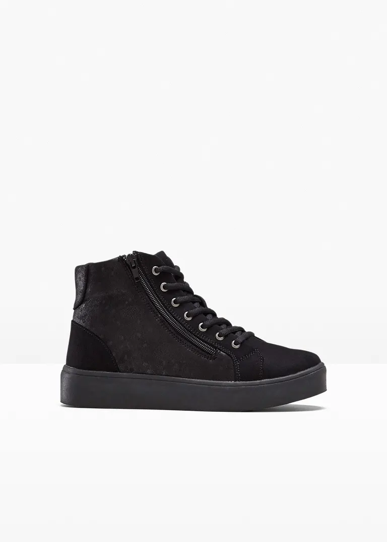 High top Plateau Sneaker in schwarz von vorne - bonprix