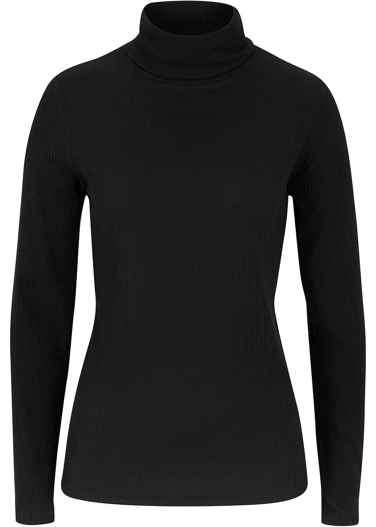 Thermoshirt mit Rollkragen in schwarz von vorne - bonprix