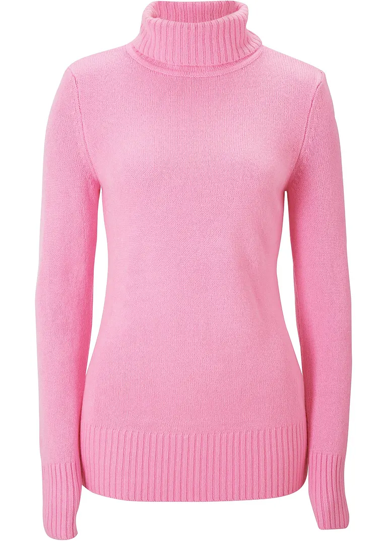Basic Rollkragenpullover in rosa von vorne - bonprix