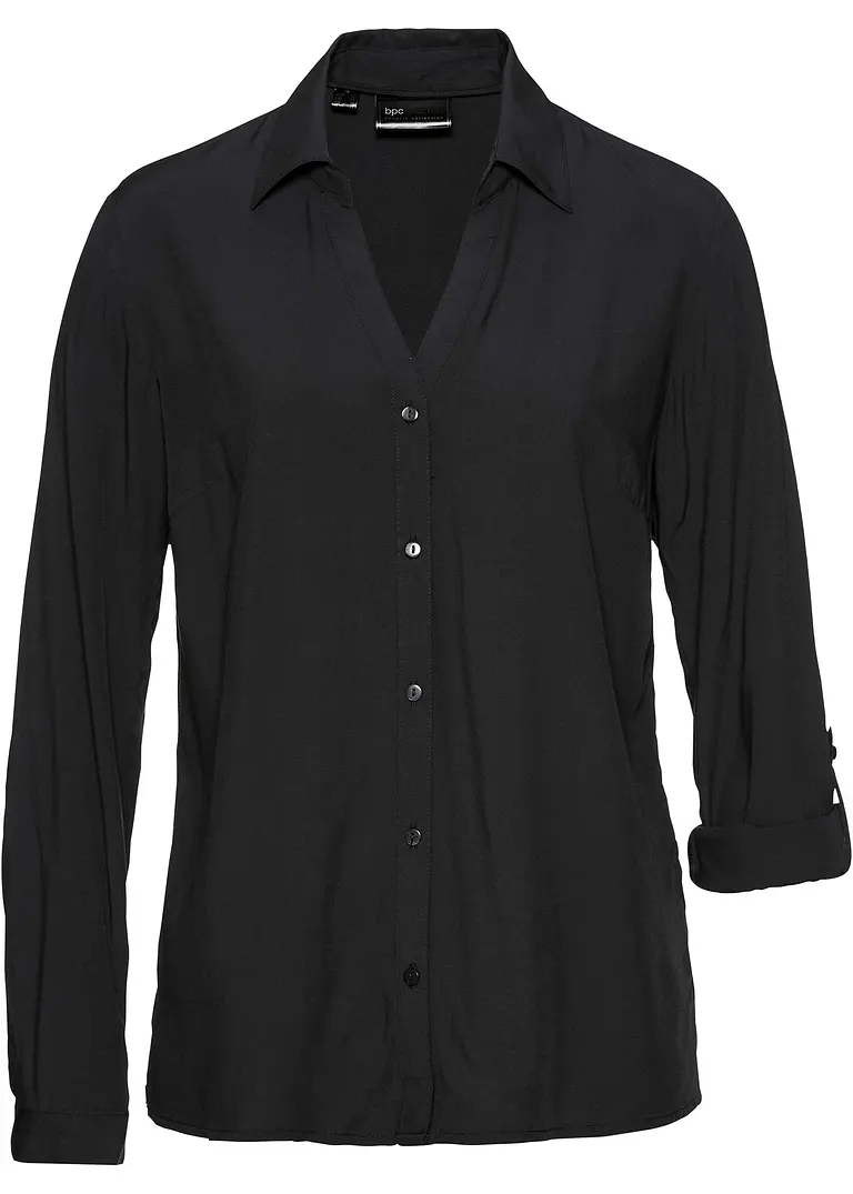 Bluse aus fließender Viskose in schwarz von vorne - bonprix