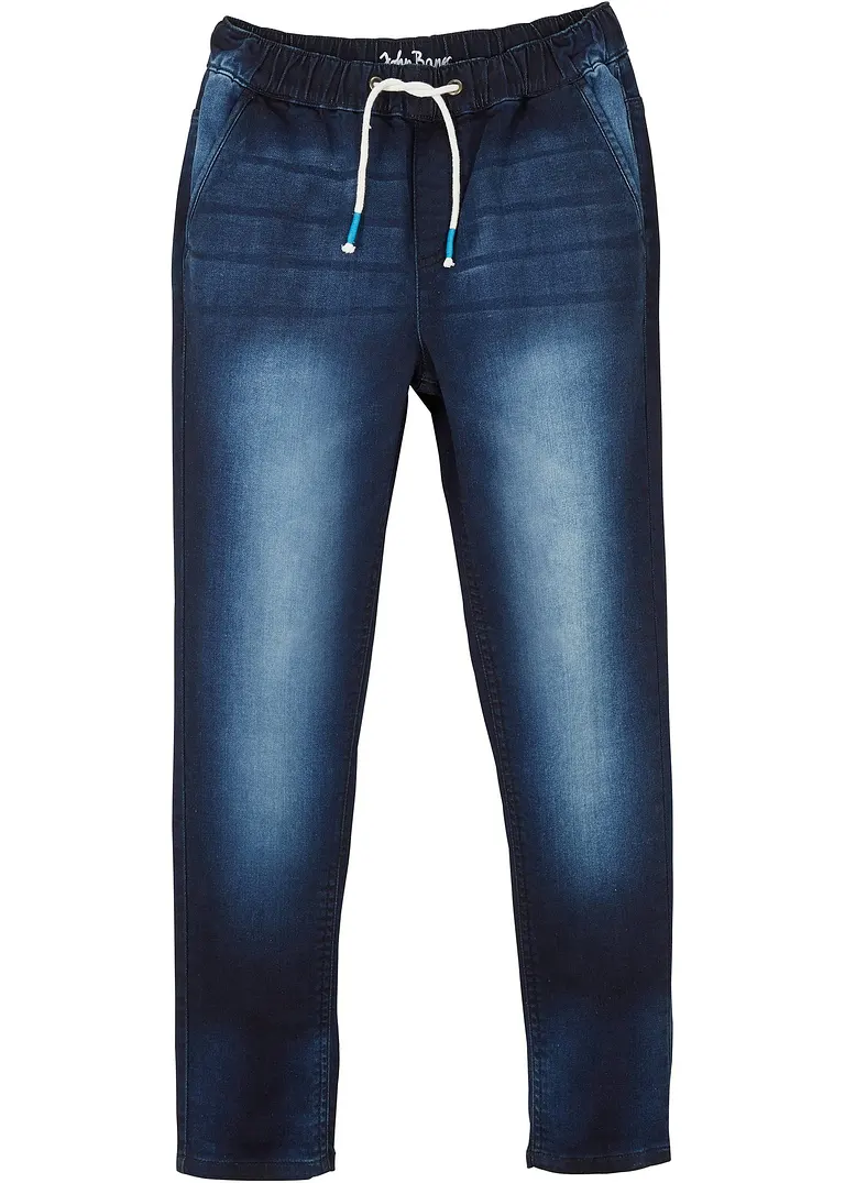 Regular Fit Sweat-Jeans, Straight in blau von vorne - bonprix