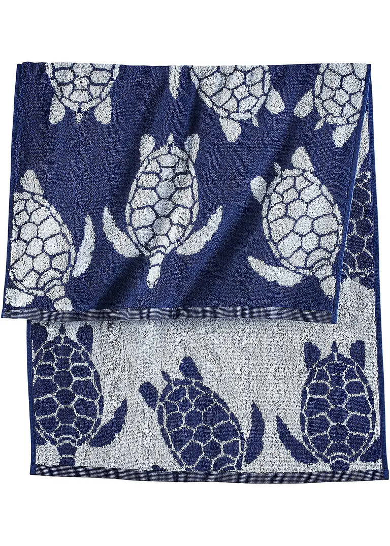 Handtuch mit Schildkrötenmuster in blau - bonprix