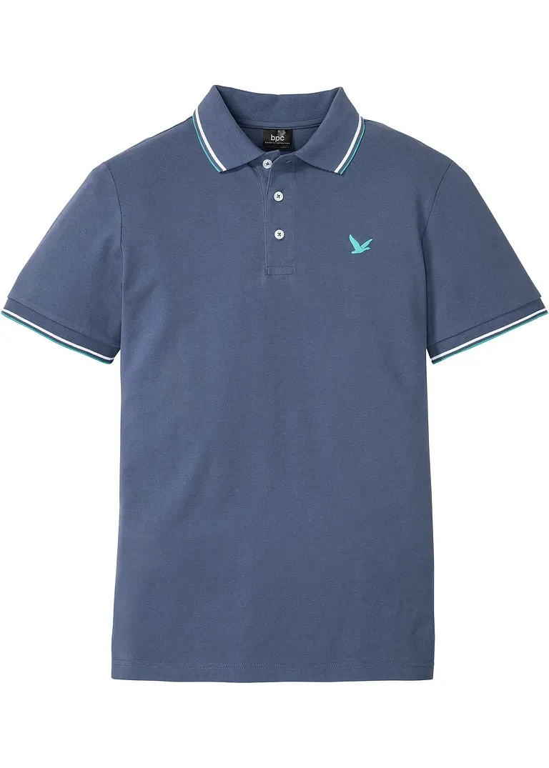 Piqué-Poloshirt aus reiner Bio-Baumwolle in blau von vorne - bonprix