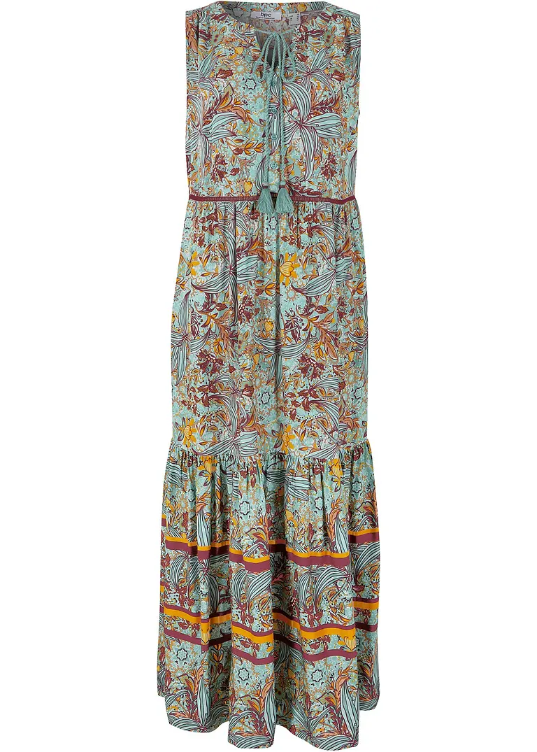 Maxi Web-Kleid aus Viskose in grün von vorne - bonprix