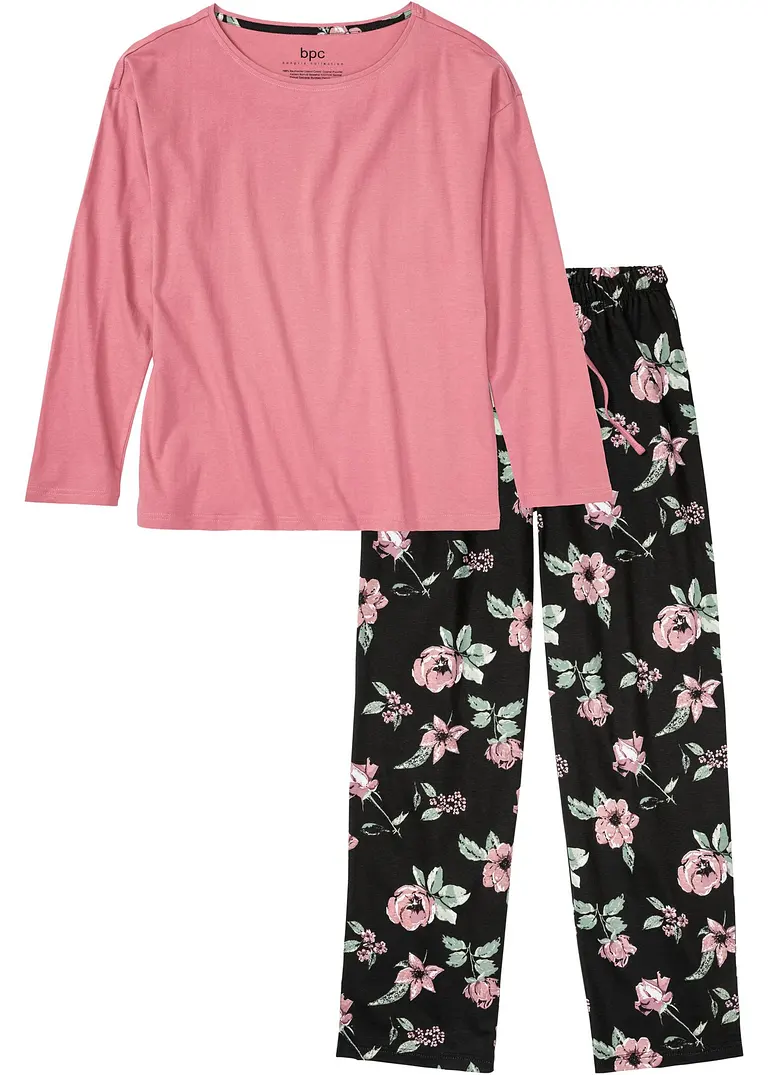 Pyjama aus Bio-Baumwolle in lila von vorne - bonprix