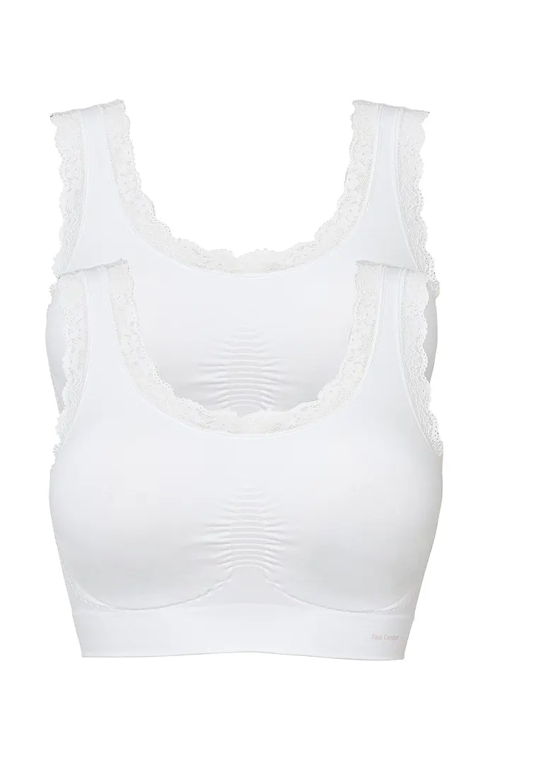 Feel Comfort Seamless Bustier (2er Pack) in weiß von vorne - bonprix