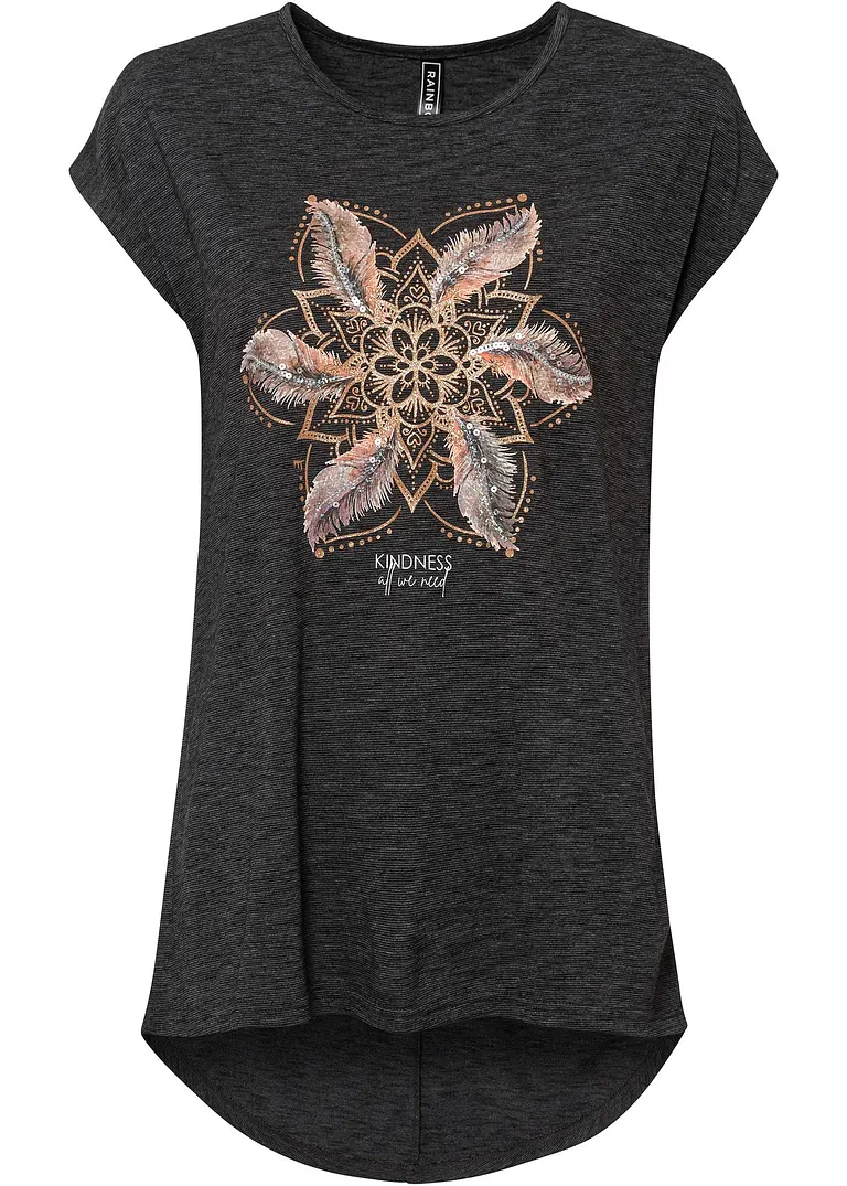 T-Shirt aus softem Viskose-Mix in schwarz von vorne - bonprix