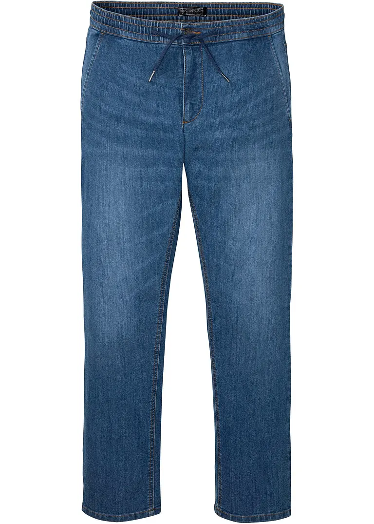 Leichte Regular Fit Schlupfjeans, Straight in blau von vorne - bonprix