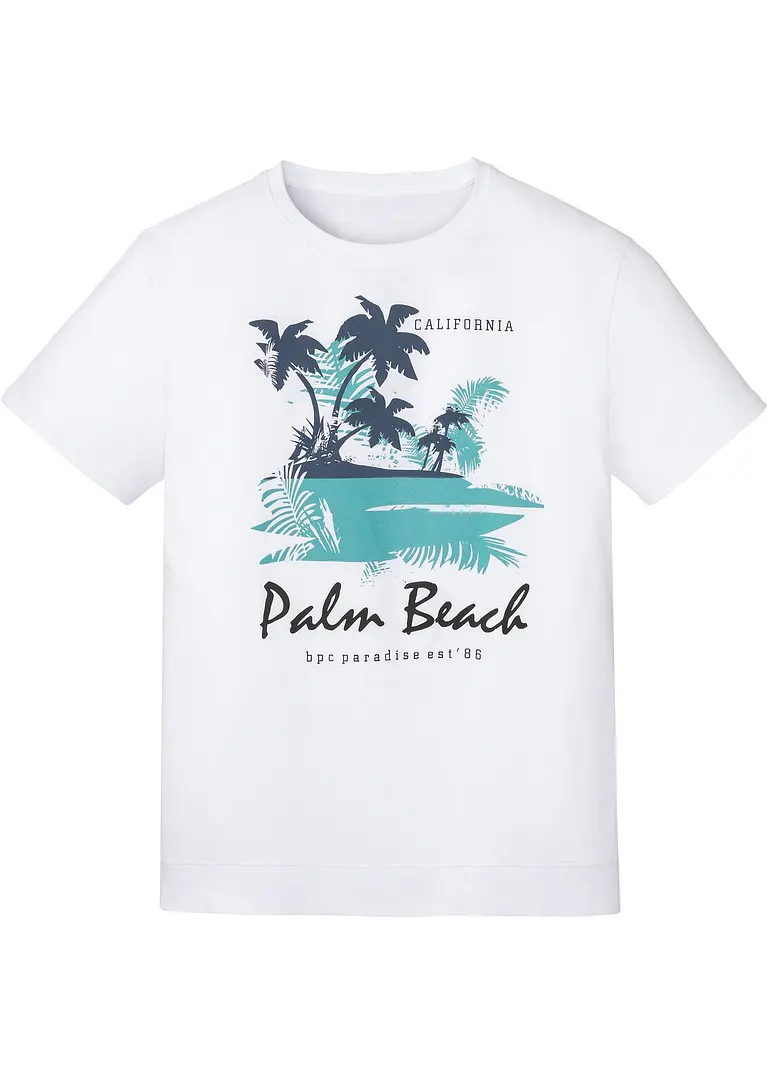 T-Shirt aus reiner Bio-Baumwolle in weiß von vorne - bonprix