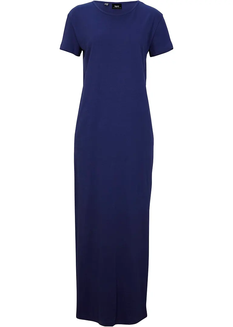 Maxikleid aus reiner Baumwolle in blau von vorne - bonprix