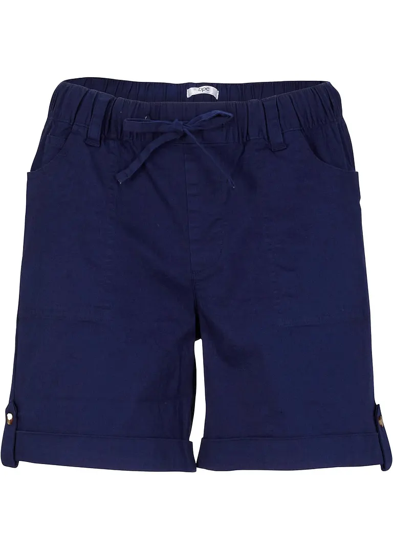 Baumwoll-Bermuda mit Gummibund in blau von vorne - bonprix