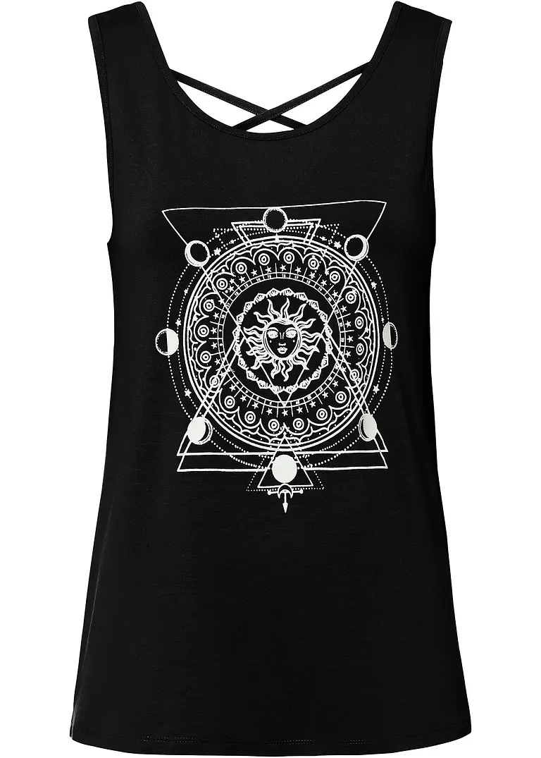 Shirt mit Druck in schwarz von vorne - bonprix