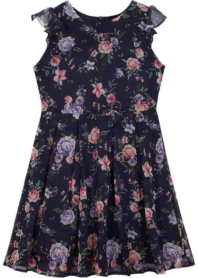 Chiffonkleid in blau von vorne - bonprix