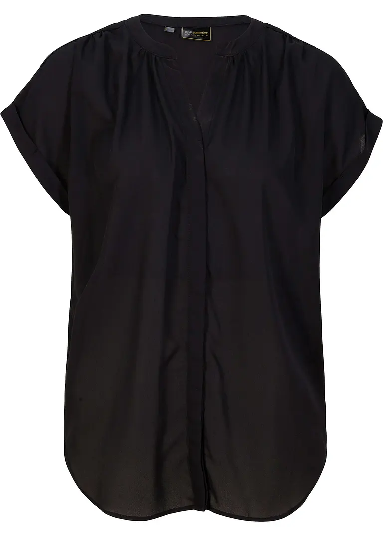 Tunikabluse Georgette in schwarz von vorne - bonprix