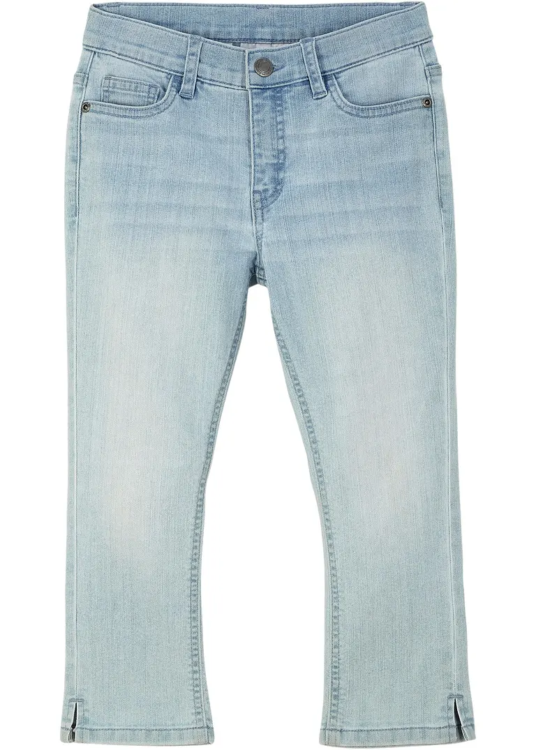 Capri-Jeans Mid Waist in blau von vorne - bonprix