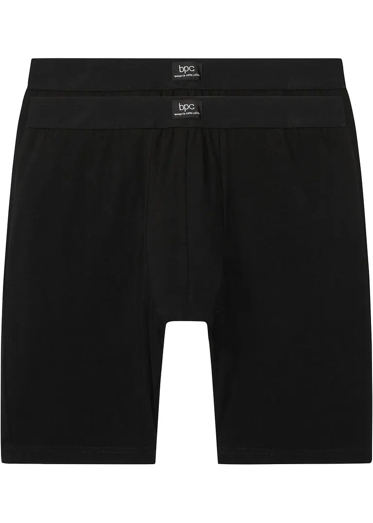 Lange Boxershorts eng (2er Pack) in schwarz von vorne - bonprix