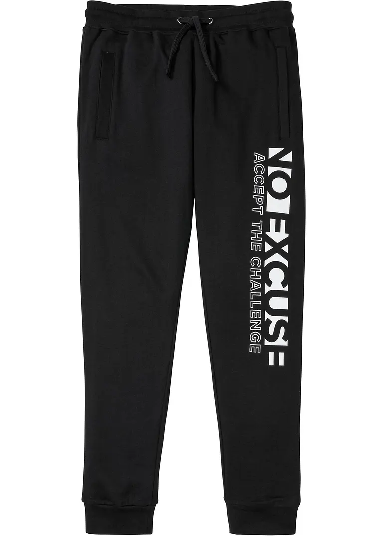 Jogginghose aus reiner Baumwolle in schwarz von vorne - bonprix