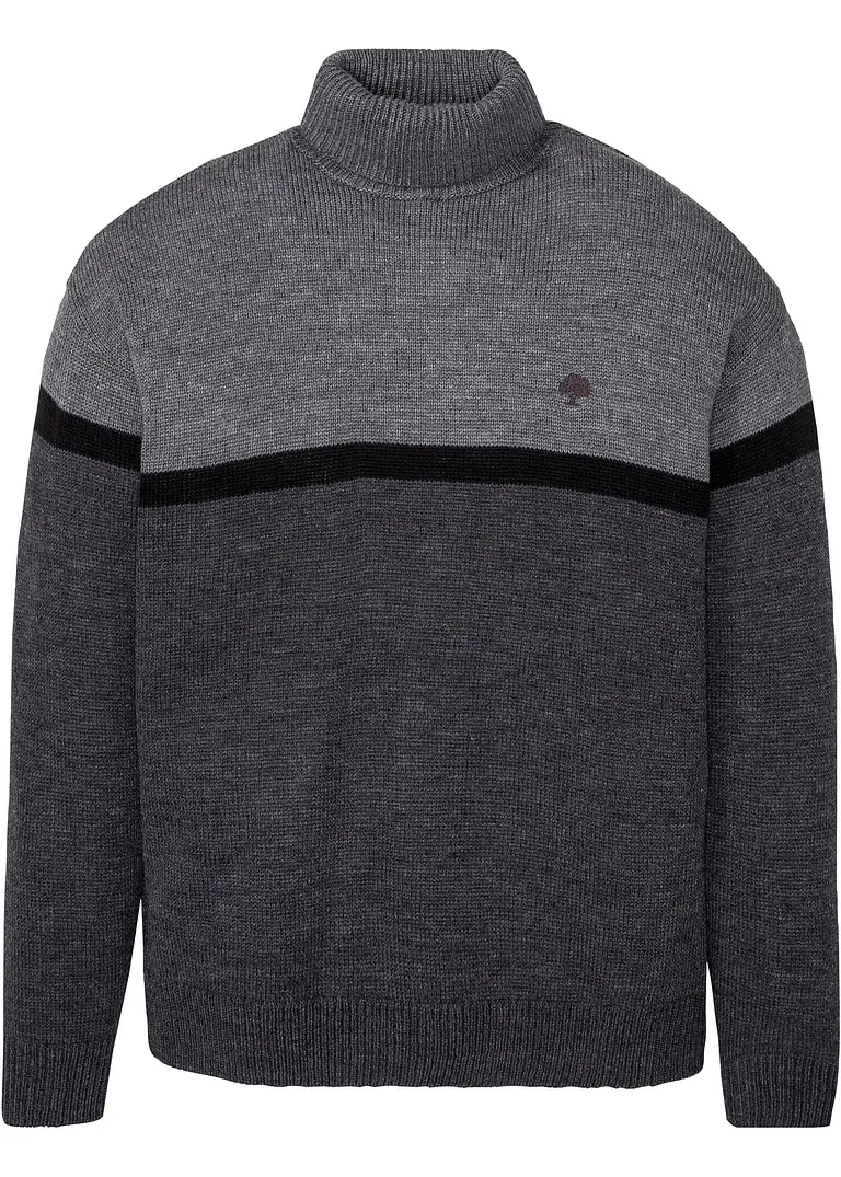 Rollkragenpullover in grau von vorne - bonprix