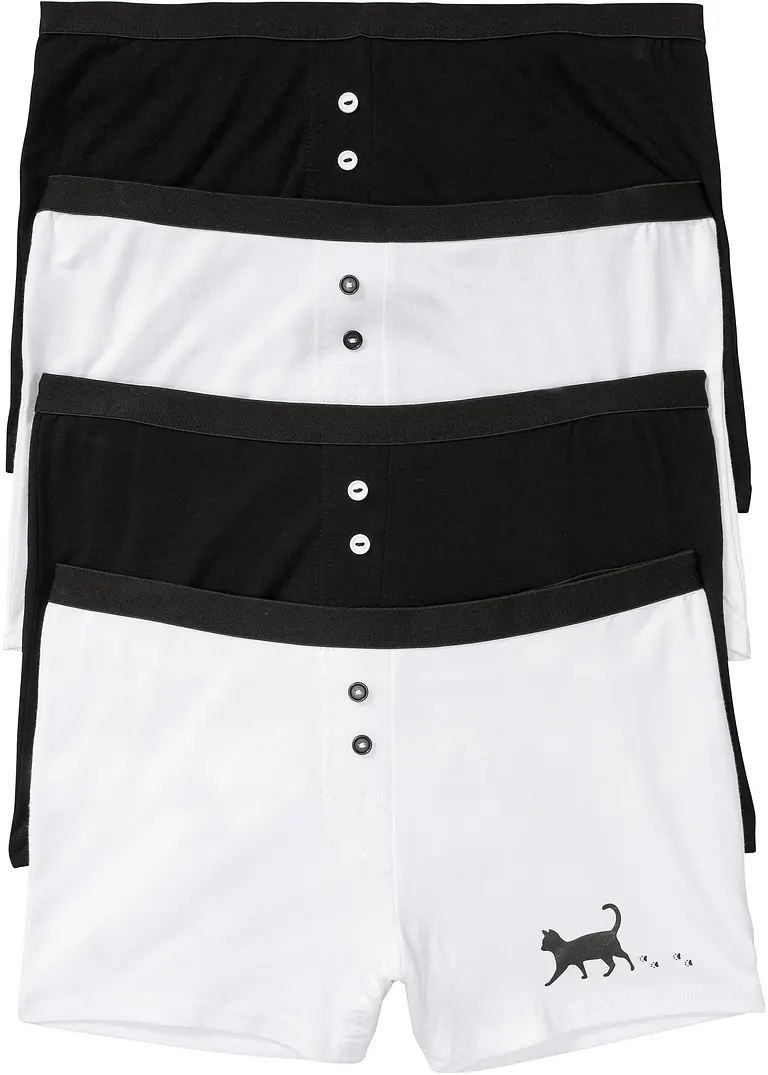 Damen Boxer (4er Pack) in schwarz von vorne - bonprix