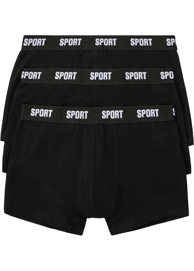 Boxershorts eng (3er Pack) in schwarz von vorne - bonprix