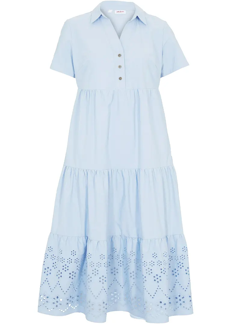 Tunika-Kleid mit Lochstickerei in blau von vorne - bonprix