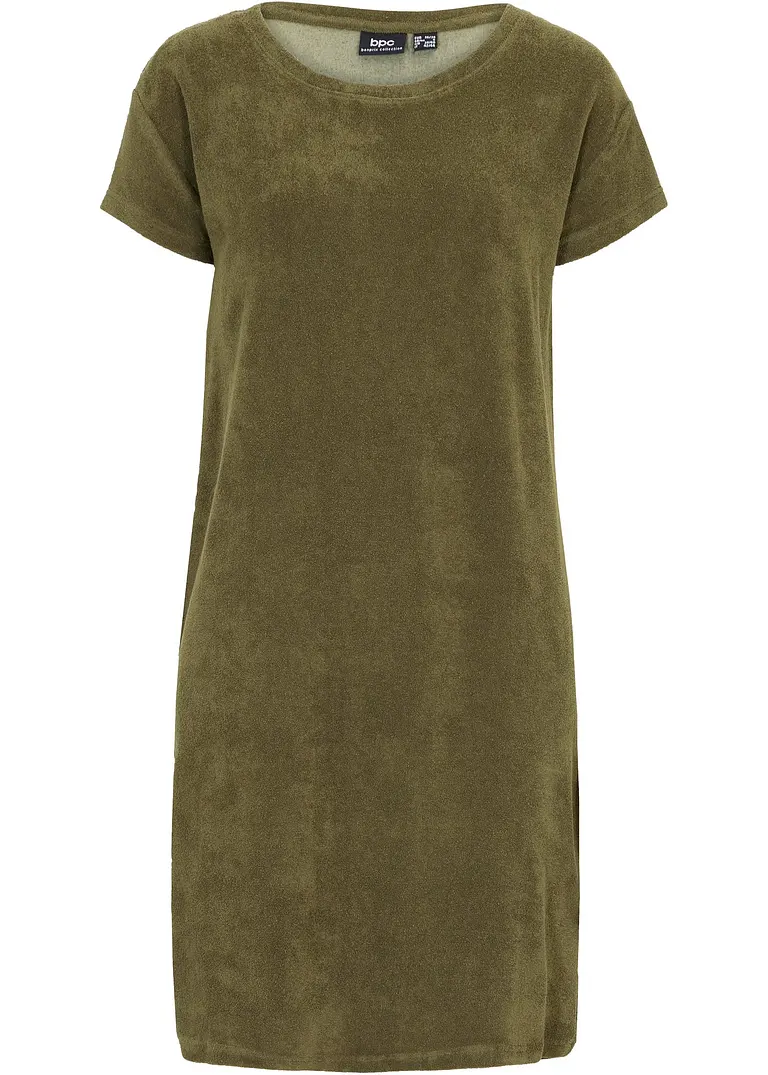 Shirtkleid aus Frottee in grün von vorne - bonprix