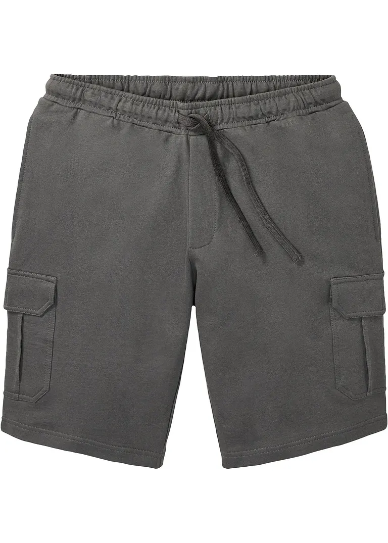 Cargo-Sweat-Bermuda in grau von vorne - bonprix