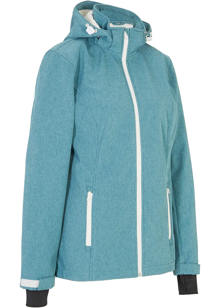 Wasserabweisende Softshelljacke in petrol von vorne - bonprix