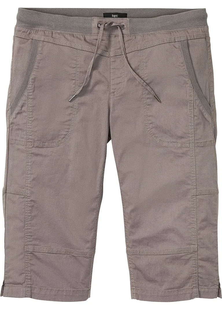 Stretch-Long-Bermuda mit Komfortschnitt, Regular Fit in grau von vorne - bonprix