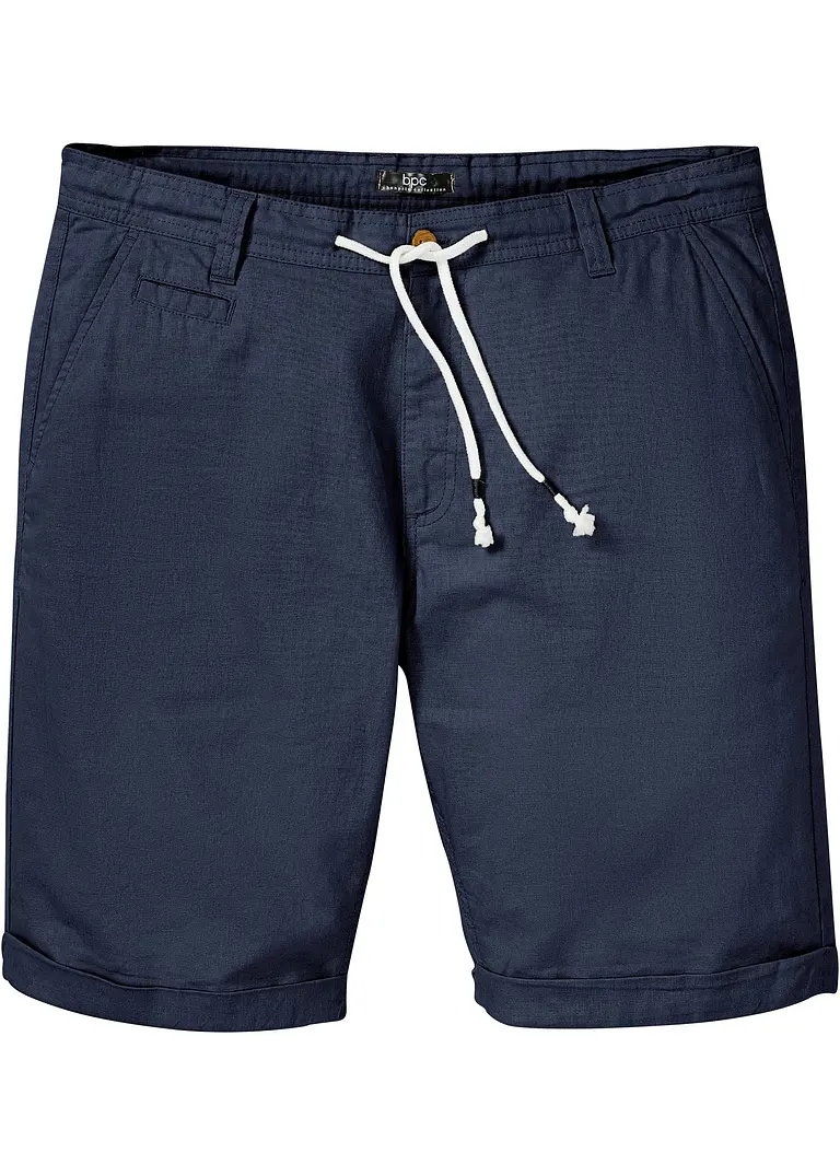 Regular Fit Bermuda mit Leinen in blau von vorne - bonprix